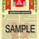 GOLDSTEIN - GERMAN - Coat of Arms - Family Crest - Armorial GIFT! 8.5x11