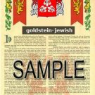 GOLDSTEIN - JEWISH - Coat of Arms - Family Crest - Armorial GIFT! 8.5x11