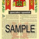 GONZALEZ - SPANISH - Coat of Arms - Family Crest - Armorial GIFT! 8.5x11