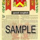 GOOD - ENGLISH - Coat of Arms - Family Crest - Armorial GIFT! 8.5x11