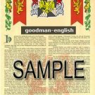 GOODMAN - ENGLISH - Coat of Arms - Family Crest - Armorial GIFT! 8.5x11 GOODMAN - ENGLISH - Coat of Arms - Family Crest - Armorial GIFT! 8.5x11