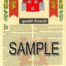 GOULD - FRENCH - Coat of Arms - Family Crest - Armorial GIFT! 8.5x11