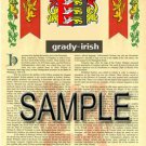 GRADY - IRISH - Coat of Arms - Family Crest - Armorial GIFT! 8.5x11