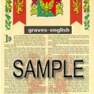 GRAVES - ENGLISH - Coat of Arms - Family Crest - Armorial GIFT! 8.5x11
