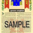 GREEN - ENGLISH - Coat of Arms - Family Crest - Armorial GIFT! 8.5x11