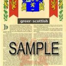 GREER - SCOTTISH - Coat of Arms - Family Crest - Armorial GIFT! 8.5x11