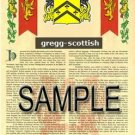 GREGG - SCOTTISH - Coat of Arms - Family Crest - Armorial GIFT! 8.5x11