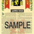 GRIFFIN - IRISH - Coat of Arms - Family Crest - Armorial GIFT! 8.5x11