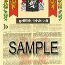GRIFFITH - IRISH - ALT - Coat of Arms - Family Crest - Armorial GIFT! 8.5x11