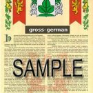GROSS - GERMAN - Coat of Arms - Family Crest - Armorial GIFT! 8.5x11