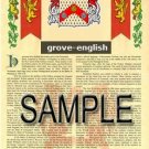GROVE - ENGLISH - Coat of Arms - Family Crest - Armorial GIFT! 8.5x11