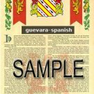 GUEVARA - SPANISH - Coat of Arms - Family Crest - Armorial GIFT! 8.5x11