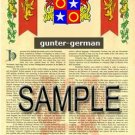 GUNTER - GERMAN - Coat of Arms - Family Crest - Armorial GIFT! 8.5x11