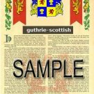 GUTHRIE - SCOTTISH - Coat of Arms - Family Crest - Armorial GIFT! 8.5x11