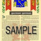 GUZMAN - GERMAN - Coat of Arms - Family Crest - Armorial GIFT! 8.5x11