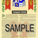 HAGAN - IRISH - Coat of Arms - Family Crest - Armorial GIFT! 8.5x11
