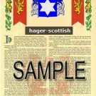 HAGER - SCOTTISH - Coat of Arms - Family Crest - Armorial GIFT! 8.5x11