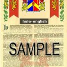HALE - ENGLISH - Coat of Arms - Family Crest - Armorial GIFT! 8.5x11