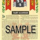 HALL - SCOTTISH - Coat of Arms - Family Crest - Armorial GIFT! 8.5x11