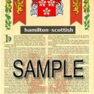 HAMILTON - SCOTTISH - Coat of Arms - Family Crest - Armorial GIFT! 8.5x11