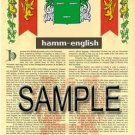 HAMM - ENGLISH - Coat of Arms - Family Crest - Armorial GIFT! 8.5x11