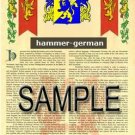HAMMER - GERMAN - Coat of Arms - Family Crest - Armorial GIFT! 8.5x11 HAMMER - GERMAN - Coat of Arms - Family Crest - Armorial GIFT! 8.5x11
