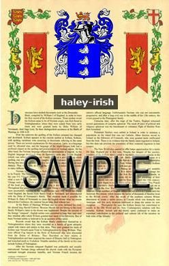 HALEY - IRISH - Coat of Arms - Family Crest - Armorial GIFT! 8.5x11