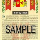 HANEY - IRISH - Coat of Arms - Family Crest - Armorial GIFT! 8.5x11