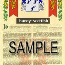 HANEY - SCOTTISH - Coat of Arms - Family Crest - Armorial GIFT! 8.5x11