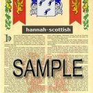 HANNAH - SCOTTISH - Coat of Arms - Family Crest - Armorial GIFT! 8.5x11