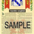 HARDIN - ENGLISH - Coat of Arms - Family Crest - Armorial GIFT! 8.5x11