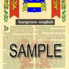 HARGROVE - ENGLISH - Coat of Arms - Family Crest - Armorial GIFT! 8.5x11