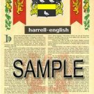 HARRELL - ENGLISH - Coat of Arms - Family Crest - Armorial GIFT! 8.5x11