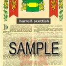 HARRELL - SCOTTISH - Coat of Arms - Family Crest - Armorial GIFT! 8.5x11