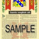 HARRIS - ENGLISH - ALT - Coat of Arms - Family Crest - Armorial GIFT! 8.5x11 HARRIS - ENGLISH - ALT - Coat of Arms - Family Crest - Armorial GIFT! 8.5x11