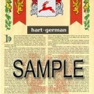 HART - GERMAN - Coat of Arms - Family Crest - Armorial GIFT! 8.5x11