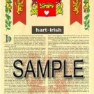 HART - IRISH - Coat of Arms - Family Crest - Armorial GIFT! 8.5x11