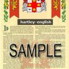 HARTLEY - ENGLISH - Coat of Arms - Family Crest - Armorial GIFT! 8.5x11