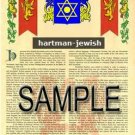 HARTMAN - JEWISH - Coat of Arms - Family Crest - Armorial GIFT! 8.5x11