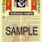 HATHAWAY - ENGLISH - Coat of Arms - Family Crest - Armorial GIFT! 8.5x11