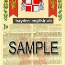 HAYDEN - ENGLISH - ALT - Coat of Arms - Family Crest - Armorial GIFT! 8.5x11