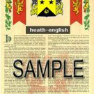 HEATH - ENGLISH - Coat of Arms - Family Crest - Armorial GIFT! 8.5x11