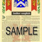 HELLER - ENGLISH - Coat of Arms - Family Crest - Armorial GIFT! 8.5x11