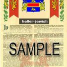 HELLER - JEWISH - Coat of Arms - Family Crest - Armorial GIFT! 8.5x11