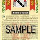 HELM - ENGLISH - Coat of Arms - Family Crest - Armorial GIFT! 8.5x11