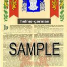 HELMS - GERMAN - Coat of Arms - Family Crest - Armorial GIFT! 8.5x11