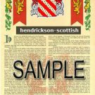 HENDRICKSON - SCOTTISH - Coat of Arms - Family Crest - Armorial GIFT! 8.5x11