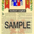 HERBERT - ENGLISH - Coat of Arms - Family Crest - Armorial GIFT! 8.5x11