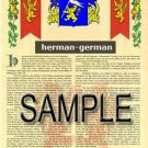 HERMAN - GERMAN - Coat of Arms - Family Crest - Armorial GIFT! 8.5x11 HERMAN - GERMAN - Coat of Arms - Family Crest - Armorial GIFT! 8.5x11