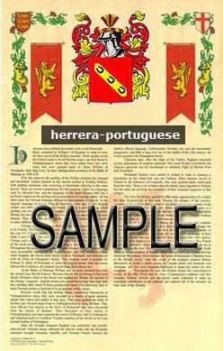 HERRERA - PORTUGUESE - Coat of Arms - Family Crest - Armorial GIFT! 8.5x11